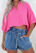 Drawstring High Waist Denim Shorts with Pockets Denim Shorts