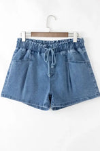 Drawstring High Waist Denim Shorts with Pockets Denim Shorts