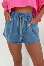 Drawstring High Waist Denim Shorts with Pockets Denim Shorts