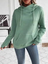 Drawstring Long Sleeve Hoodie with Kangaroo Pocket Woman Sweatshirts