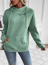 Drawstring Long Sleeve Hoodie with Kangaroo Pocket Woman Sweatshirts
