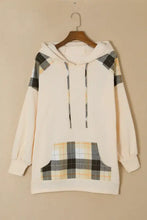 Drawstring Plaid Long Sleeve Hoodie Woman Sweatshirts