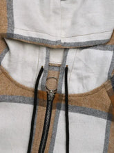 Drawstring Plaid Zip Up Long Sleeve Hooded Outerwear Woman Outerwear