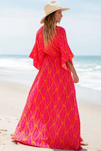 Drawstring Printed V-Neck Maxi Dress Woman Maxi Dress
