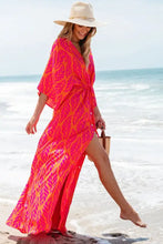 Drawstring Printed V-Neck Maxi Dress Woman Maxi Dress