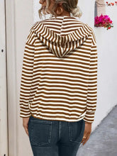 Drawstring Striped Long Sleeve Hoodie Woman Sweatshirts