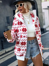 Drawstring Zip Up Hooded Teddy Outerwear Woman Outerwear