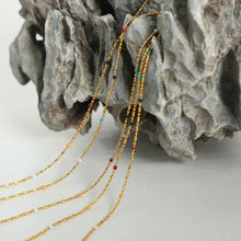 Drip bead necklace with colorful enamel beads on 18k gold-plated chain