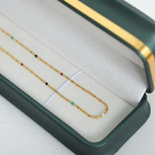 Drip bead necklace with colorful enamel beads on 18k gold-plated chain
