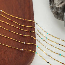 Drip bead necklace with colorful enamel beads on 18k gold-plated chain