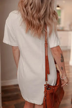 Drop Shoulder Crew Neck Shift T Shirt Dress Woman Casual Dress