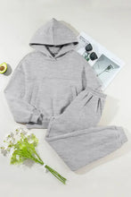 Grey velour dropped shoulder long sleeve hoodie and pants set