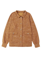 Duke tan suede and corduroy jacket with star pattern, button closure, and patch pockets