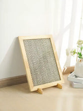 Durable vertical sisal cat scratcher with wooden frame on easel base