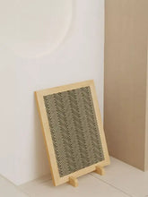 Durable vertical sisal cat scratcher with wooden frame and herringbone weave