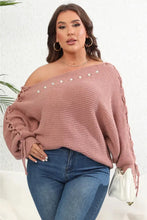 Dusty Rose Off Shoulder Sweater with Pearl Embellishments Long Sleeve Length Sweater Pullovers