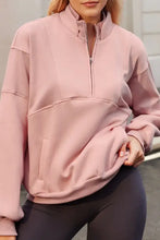 Dusty Rose Pink Zip-Up Hoodie with Oversized Pockets and Ribbed Cuffs