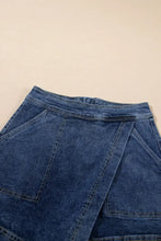 Asymmetrical Denim Skort with Pockets Denim Shorts