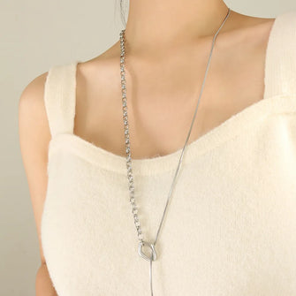 Titanium Steel Chain Necklace Silver One Size