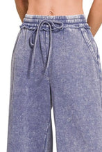 Zenana Acid Wash Fleece Palazzo Sweatpants with Pockets