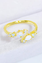Natural Moonstone and Zircon Open Ring Gold One Size