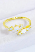 Natural Moonstone and Zircon Open Ring Gold One Size Rings
