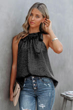 Printed Tied Grecian Neck Tank Black Tanks & Camis