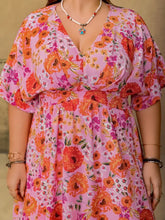 Plus Size Slit Floral V-Neck Half Sleeve Maxi Dress Maxi Dresses