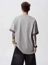 Men's Plaid Trim Round Neck Short Sleeve T-Shirt