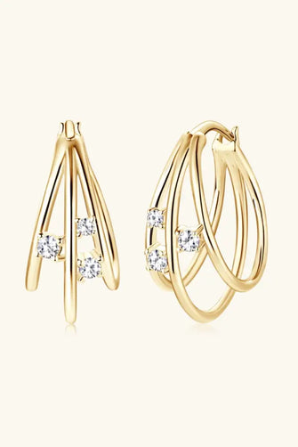 Moissanite 925 Sterling Silver Layered Earrings Gold One Size Earrings