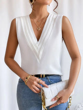 V-Neck Pleated Sleeveless Cami Tank Top