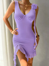 Devine Ruffled V-Neck Sleeveless Mini Dress Cocktail Dress