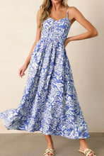 Floral Print Spaghetti Strap High Waist Dress Casual Dresses
