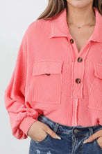 Buttoned Collared Neck Long Sleeve Top Woman Blouses