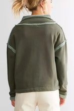 Exposed Seam Half Snap Long Sleeve Sweatshirt Woman Sweatshirts