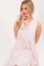 Lime 'N' Chili Striped Sleeveless V-Neck Tiered Dress Casual Dresses