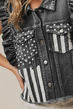 BiBi American Flag Washed Denim Jacket Woman Outerwear