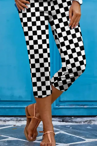 Checkered Skinny Capris Plaid Woman Leggings