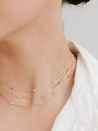 18K Gold-Plated Inlaid Zircon Layered Necklace Gold One Size