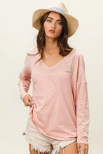 BiBi Exposed Seam V-Neck Long Sleeve T-Shirt Woman T Shirts