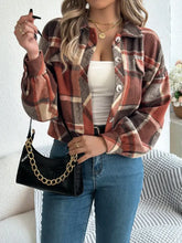 Plaid Button Up Long Sleeve Jacket Woman Outerwear