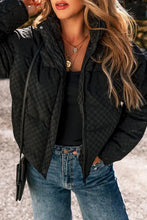 Checkered Turtleneck Zip Up Long Sleeve Winter Coat Woman Outerwear
