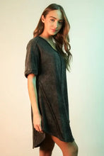 VERY J Mineral Washed Ribbed Knit Mini Dress Black Casual Dresses