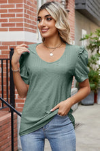 Eyelet Ruffled Round Neck T-Shirt