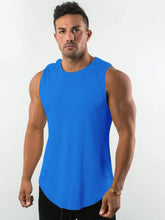 Men's Plus Size Round Neck Tank Blue