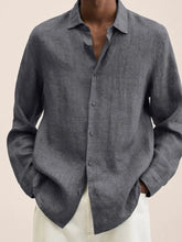 Men's Full Size Button-Down Long Sleeve Shirt Plus Size Dark Gray
