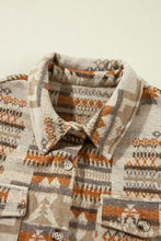 Plus Size Geometric Collared Neck Long Sleeve Jacket Woman Outerwear