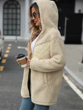 Fuzzy Zip Up Long Sleeve Hooded Jacket Casual Dresses