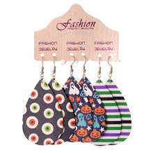 Halloween PU Teardrop Earrings Set Style G One Size Earrings
