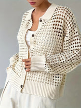 Hollow Out Knit Button Front Cardigan